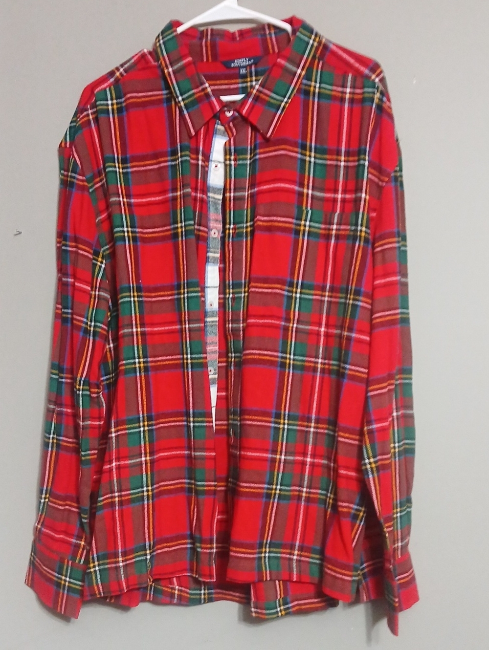 Simply Southern Red and Green Plaid Button-Down Shirt